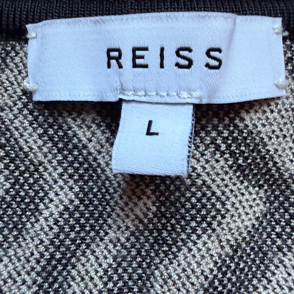 Reiss Mali Zig-Zag Sweater V-Neck Wavy Zebra Knit Pullover Black & Cream | Sz L - Picture 2 of 16